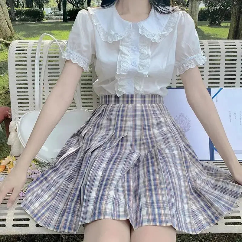 Deeptown Kawaii Lolita Blouses White Women Cute Lace Tops - View 2 | SAMAG