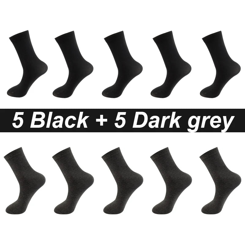 10Pairs/Lot Men Combed Cotton Socks Black Casual Business | SAMAG