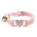 Heart Shaped Cat Collar With Bell Safety Elastic Adjustable Collar Soft Cat Crystal Collar For Kitten Puppy Pet Supplies