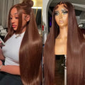 Dark Brown Lace Front Human Hair Wigs Bone Straight HD Lace Wigs Chocolate Brown Glueless Wigs Human Hair Realy 180% Density
