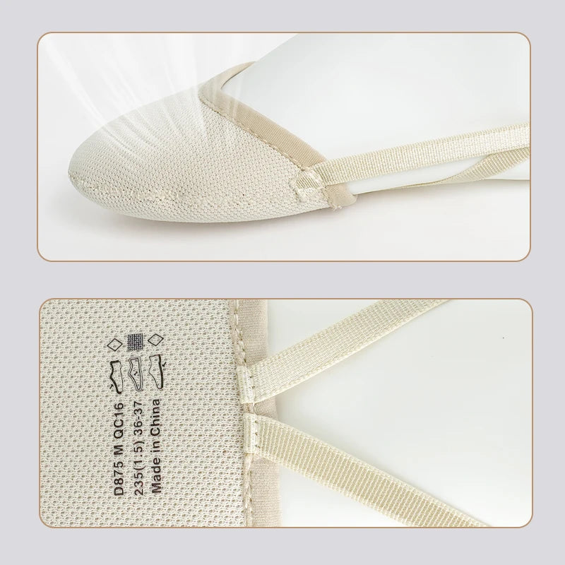 Women Professional Artistic Gymnastics Shoes Adult Half Foot Shoes Girls Suede Semi-Palm Shoes Abrasion Ballet Dance Toe Flats