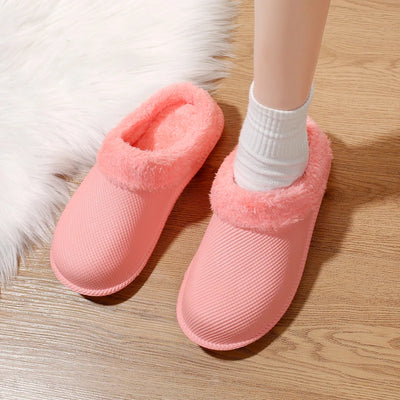 Women's Winter Plush Cotton Slippers Waterproof Oil-resistant Couple Set Indoor Home Non-slip Warm Comfortable Casual Simple Des