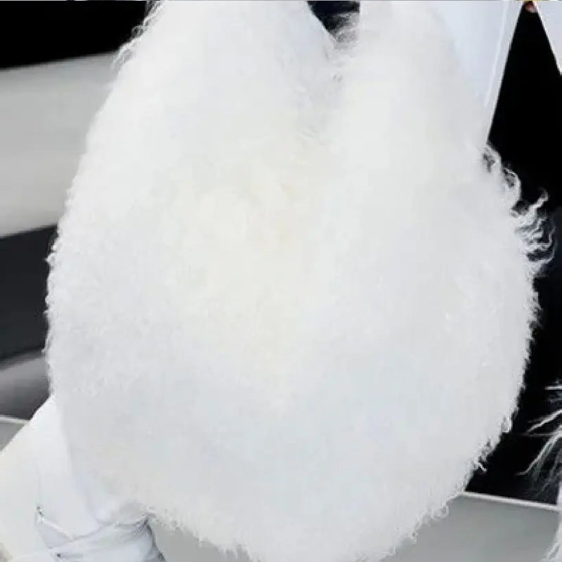 Luxury Real Mongolia Lamb Fur Handbag Soft Plush Genuine Leather Shoulder Boston Bag Women's Purse Hobo Style Fluffy Fuzzy Bags