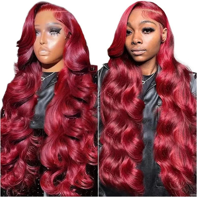99J Burgundy 13x6 Hd Lace Frontal Human Hair Wig 13x4 Body Wave Human Hair Wigs Brazilian Red Colored Lace Front Wig 30 40 Inch