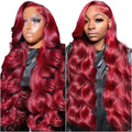 99J Burgundy 13x6 Hd Lace Frontal Human Hair Wig 13x4 Body Wave Human Hair Wigs Brazilian Red Colored Lace Front Wig 30 40 Inch