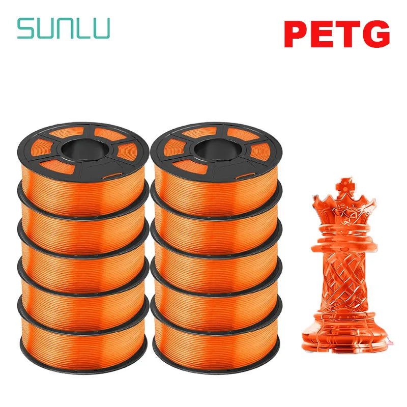 SUNLU PETG 3D Filament 1KG Biodegradable 1.75MM 10Rolls Bright Color Good Toughness Excellent Acid Alkali Weather Resistance