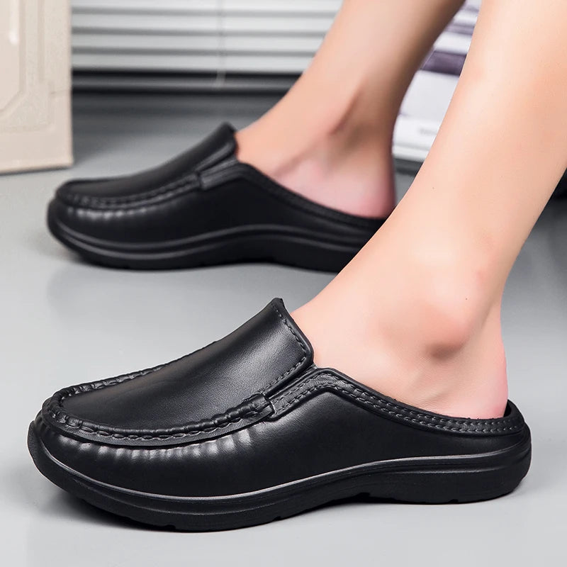 Chef shoes summer new plus size baotou half slippers non slip oil resistant business casual men's chef shoes breathable EVA shoe