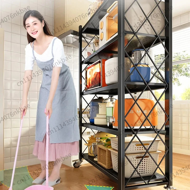 Tool - Free Foldable Microwave Storage Shelving, Removable Multi - Layer Kitchen Organizer Rack for Counter - View 3 | SAMAG