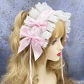 2024 Japanese Lace Bow Ribbon Lolita Headdress Ears on The Head Headband Lolita Maid Anime Cosplay Hair Accessories