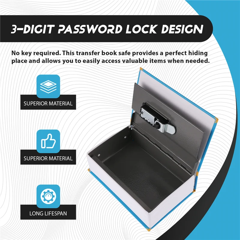 Dictionary Book Safe Storage Box, With 3 Digital Combination Lock, Anti - Theft Secret - View 6 | SAMAG