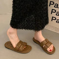 Women's Summer Outdoor Sandals Soft Bottom Flat Slippers Beach Casual Fashion Crystal Pad PVC Material Breathable Slip-On Shoes