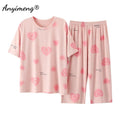 Plus Size Women's Capri Pants Pajamas Sets Polka Dot | SAMAG
