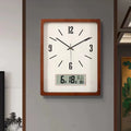 Wall Clock New Chinese Solid Wood Living Room Rectangular Home Bedroom Simple Atmosphere Silent Wall Clock Home Decor