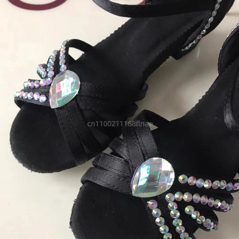 Latin Dance Shoelaces, Diamond Women's Dance Shoes, Soft Sole, Comfortable and Breathable, New Style of Practice Shoes