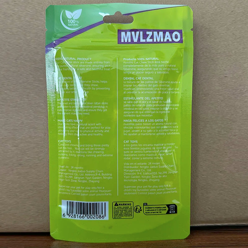 Natural Silvervine Catnip Cat Chew Toy Suit Silvervine Cat Snacks Stick Safety Molar Toothpaste Sticks Pet Supply