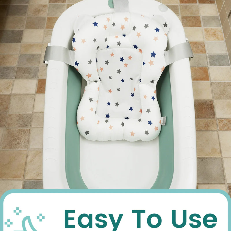 Baby Bath Support Seat Star Pattern Print 3D Breathable Mesh Soft Padded Pillow Non-Slip Infant Newborn Bath