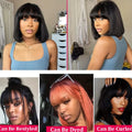 Straight Short Bob Wig With Bangs Vietnamese Raw Human Hair Double Drawn Bob Wigs Glueless Straight Wigs On Sale Clearance 180%