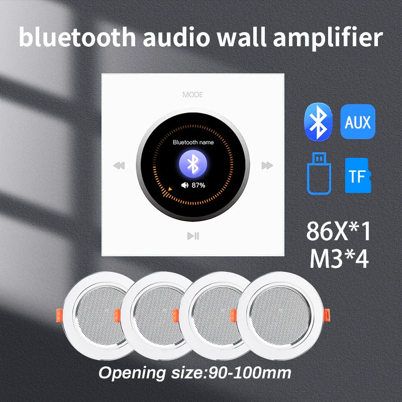 86 Background Music system Bluetooth-compatible HiFi Home Theater Stereo Sound Mini Wall Amplifier Panel M3 Ceiling Speaker sets