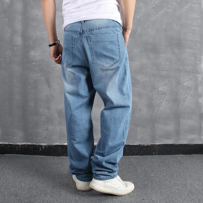 Men's Blue Stretch Wide-leg Jeans for Spring and Fall | SAMAG
