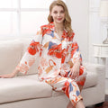 Birdtree Fall 16MM 100%Real Silk Pajama Set Women Satin Print Pyjama Pj Suit Long Sleeve Bedroom Sleepwear Set P36637QC