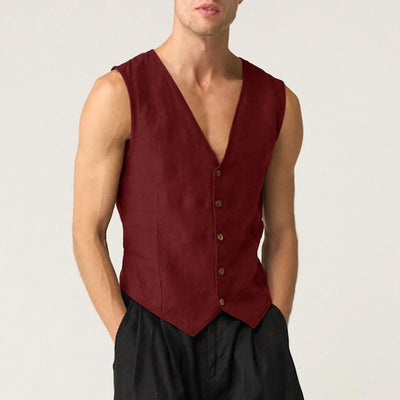Linen Casual Men's Vest Cool Sleeveless Male Summer | SAMAG