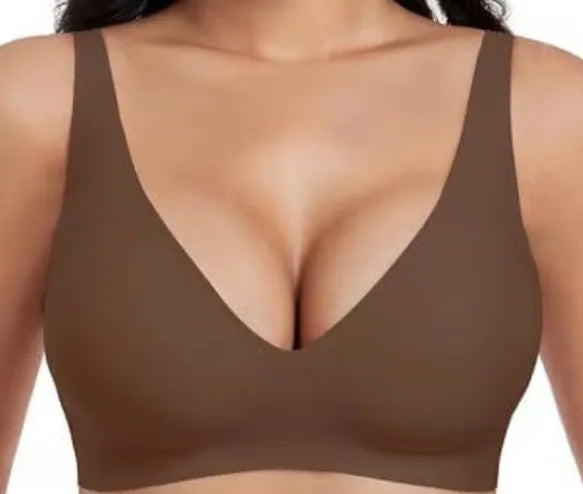 Women Solid Bras Underwear Seamless Wire-Free Full-Cup Bra with Comfortable Gathering Traceless Breathable Female Lingerie