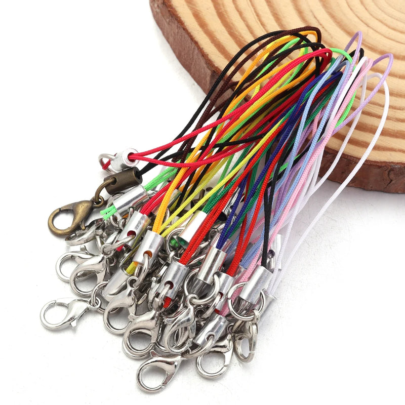 20/100PCS Strap Charm Cord Lanyard Lariat Strap Cords Lobster Clasp Rope Keychains Hooks Mobile Set Charms Jewelry Accessories
