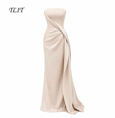 TLIT Customized Strapless Satin Mermaid Evening Dress | SAMAG