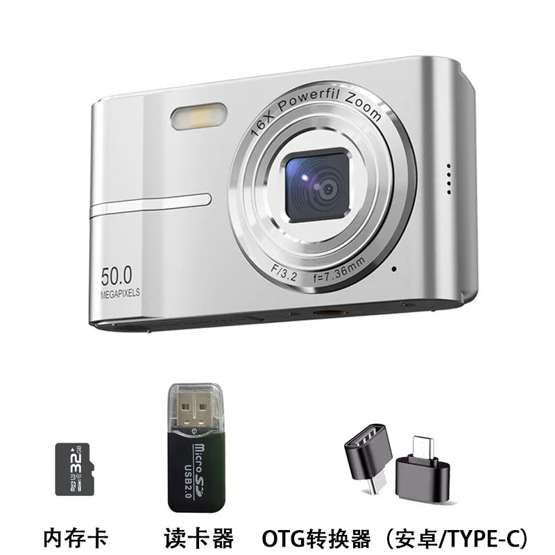 Lenovo 5K Digital Camera 50MP 16X Student Cam Outdoor Anti-Shake Digital Video Camera Flash Video Recorder Small Video Camera