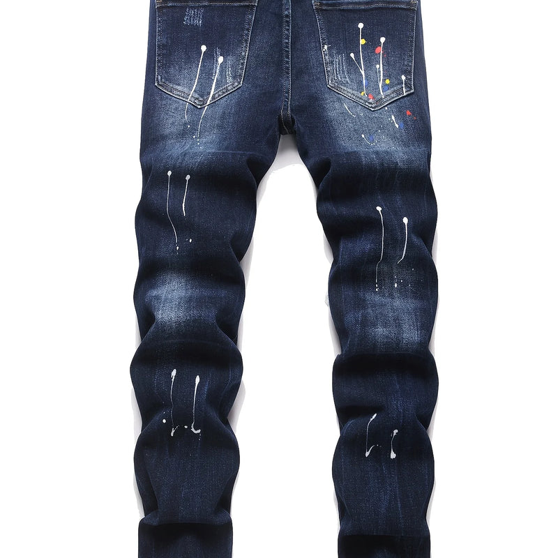 Men Skinny High Stretch Ripped Denim Jeans for Man Casual | SAMAG