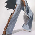 Sexy Hole Rhinestone Denim Pants Women Fashion Baggy - View 6 | SAMAG