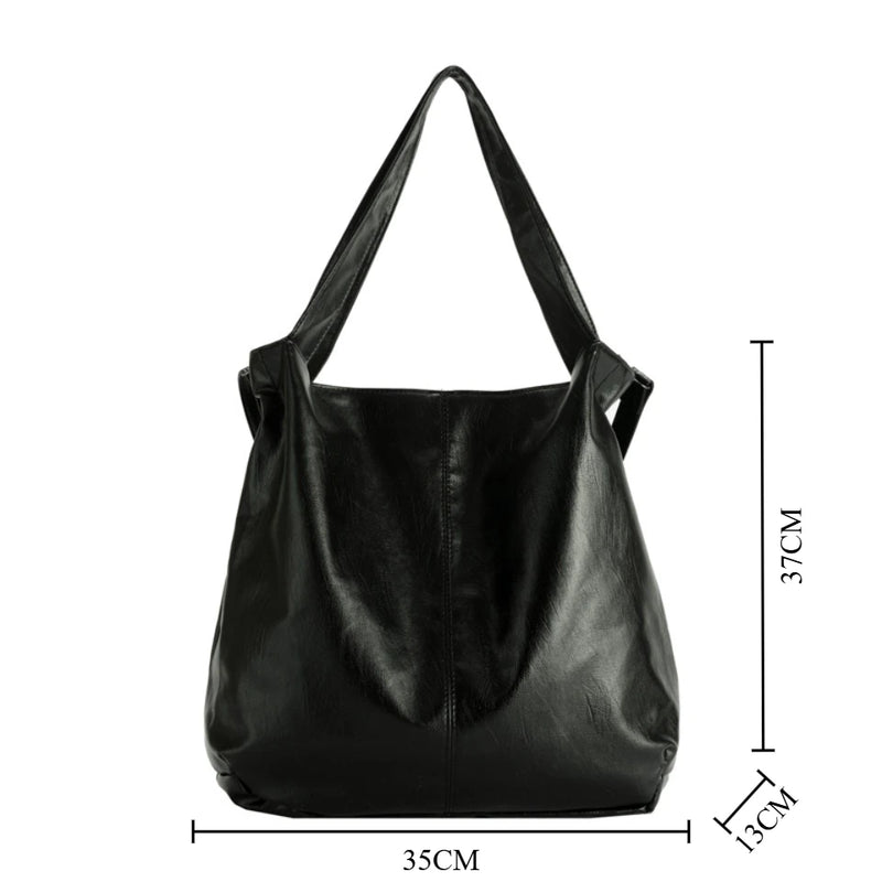 Big Shoulder Bags for Women Large Capacity Hobo Shopper Bag Soft Pu Leather Crossbody Handbag Ladies Solid Color Travel Tote Bag