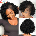 Short Bantu Braided Wigs Synthetic Full Lace Handmade Cornrow Braided Wigs 350# Ginger Braids Wig with Baby Hair for Black Women