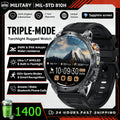 Hot New 1400mAh Big Battery Smart Watch Men Outdoor Flashlight IP68 Waterproof Bluetooth Call AMOLED Military Sports Smartwatch