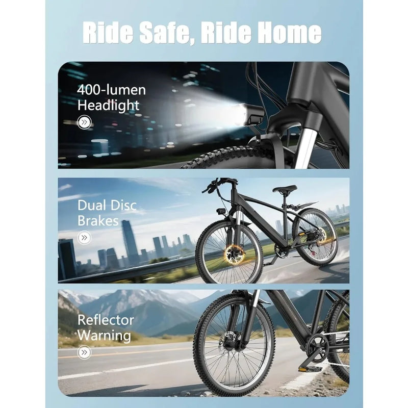 Electric Bike for Adults, 1500W Peak Motor, Ebike with 7-Speed, 65 Miles 25MPH, Electric Mountain Bike with 480Wh, Customized