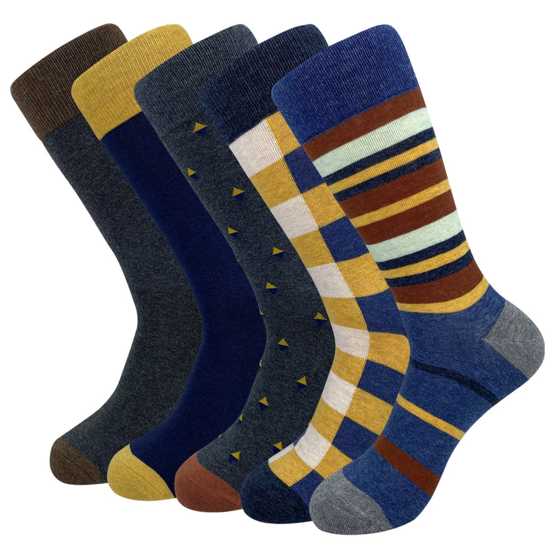 5 Pairs Men's Dress Socks Plus Large Size， Combed Cotton | SAMAG