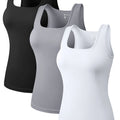 Hot Sale Summer Women's Basic Elastic Tank Top Sleeveless Square Collar Vest T-shirt Fashion Fitness Yoga Women's Casual Top