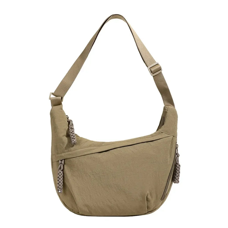 Casual Canvas Crossbody Bags Korean Simplified Large Capacity Sports Hobos Bag Solid Color Lightweight Dumpling Bag Women
