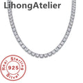 New 925 Sterling Silver Necklace 6mm Aaa Zircon Tennis Suitable For Women And Men Jewelry Gift - Visuel 4 | SAMAG