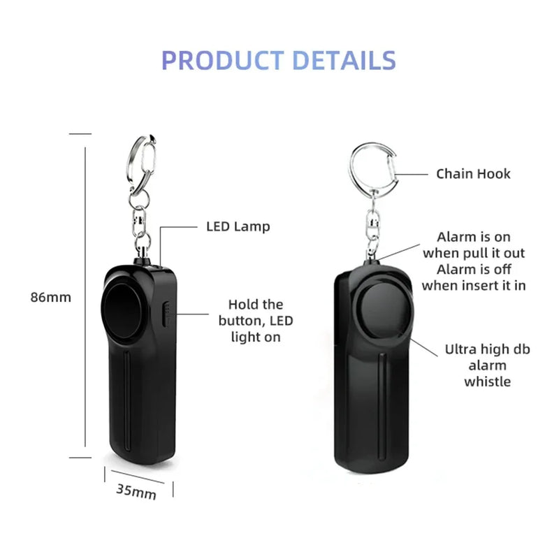 130dB Panic Alarm Keychain Portable Self Defense Emergency Scream Alert Anti-Wolf Safety Alarm For Women Teen Girls Children