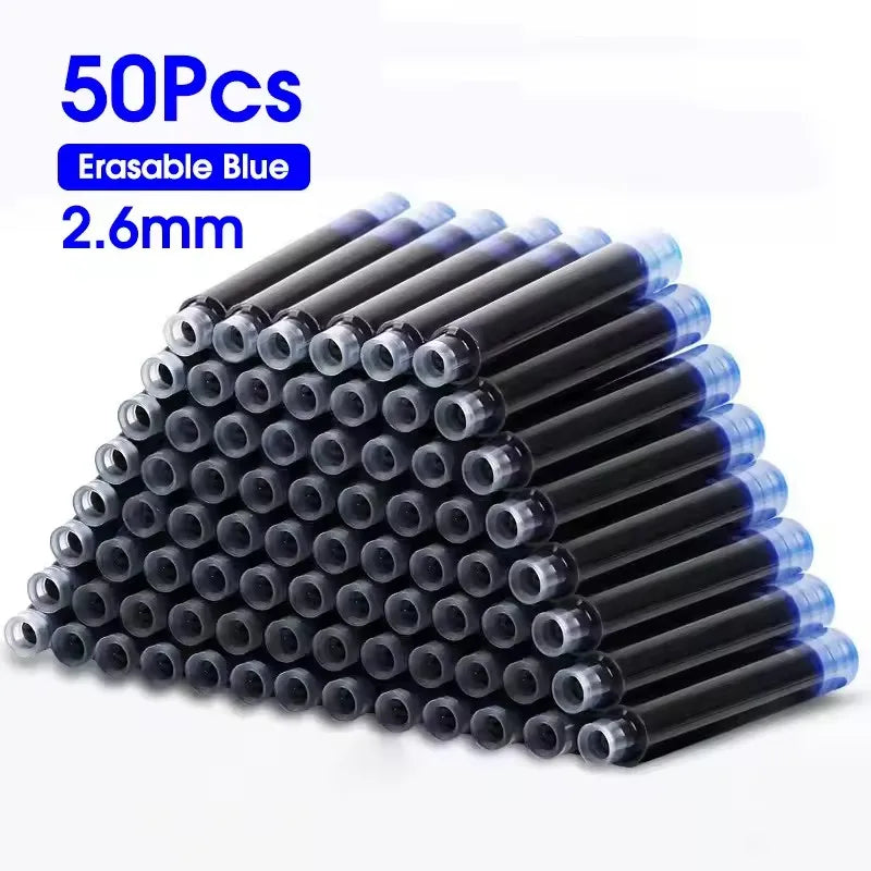 50pcs Fountain Pen Ink Cartridge Refills Bottle 4 Color Disposable Dia 3.4mm 2.6mm School Office Stationery Supplies CW-159