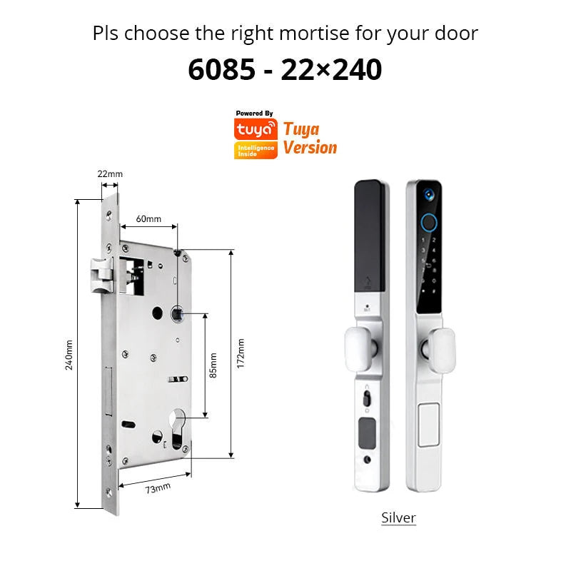 Smart Lock with Camera Door Viewer Waterproof IP66 Tuya WiFi Fingerprint Password Sliding RFID Card Sliding Electronic Door Lock