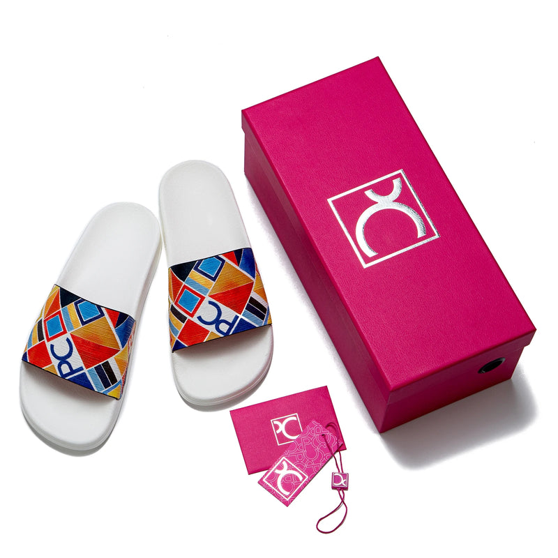 PG PATSY GARIS  New Fashionable Classic Simplicity Women's Slippers PVC Material Letter Printing Casual Flat Bottom Slippers