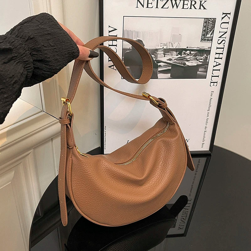 Korean Fashion Large Capacity PU Leather Tote Shoulder Bag Simple Casual Style 2026 New Hobos Bag for Women