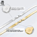 ORSA JEWELS 925 Sterling Silver 3mm Gold Flexible Flat Chain Herringbone Snake Chain Necklace for Women Neck Chain Jewelry SC35