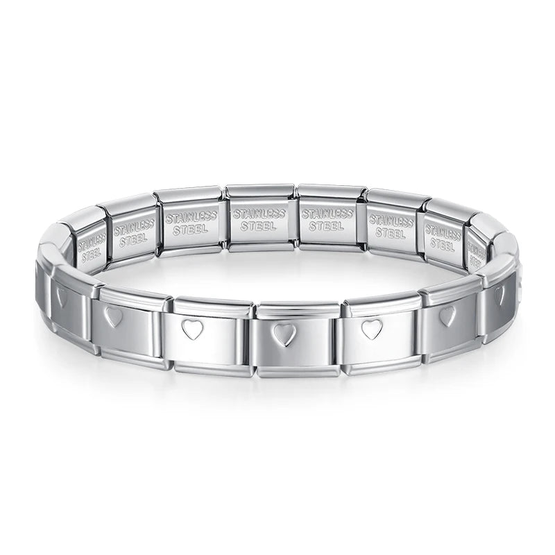 Hapiship Women's Jewelry DIY 9mm Width Itanlian Elastic Charm Bracelet Fashion Stainless Steel Bangle ST - Visuel 7 | SAMAG