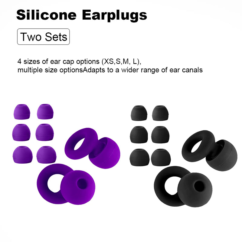 Quiet Ear Plugs for Noise Reduction – Super Soft, Reusable Hearing Protection for Sleep,Swim, Work 8 Ear Tips in XS/S/M/L