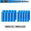 AA AAA 2000mAh 1.2V 1-60 Pcs Battery Rechargeable 2A 3A Ni-MH Batteries with Quick Charger for Toys Mouse Keyboard Flashlights