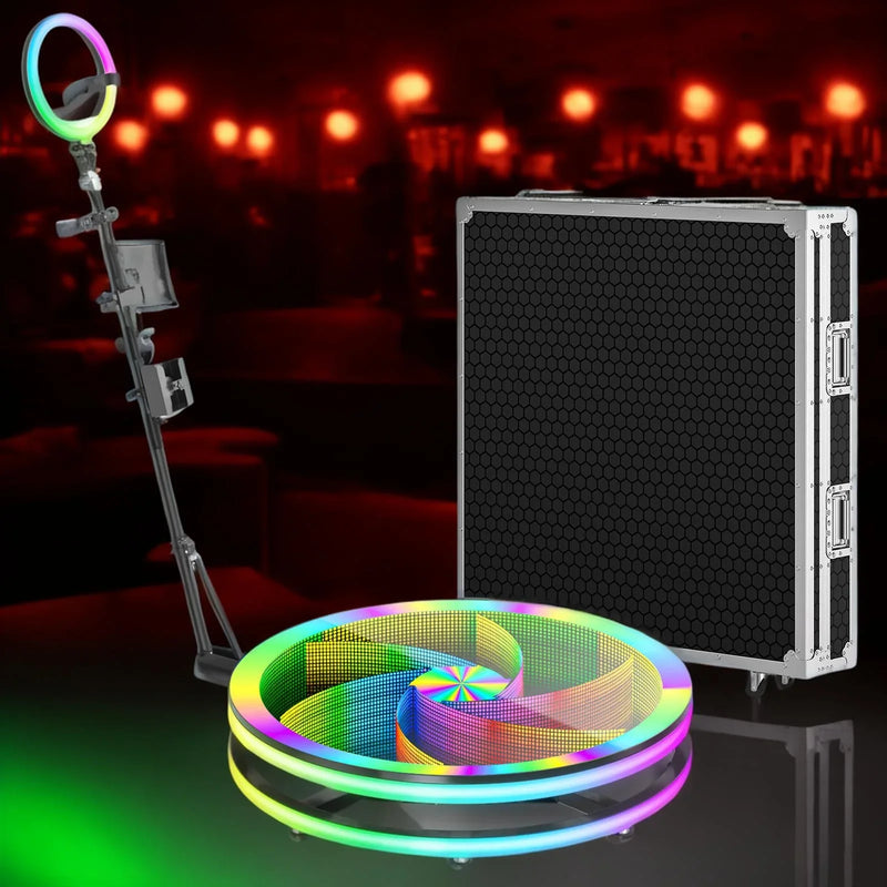 39.4" 360 Photo Booth for 5 People with Glass Stage 360 Photobooth Machine with APP/Remote Cotrol 360Photo Booth for Parties