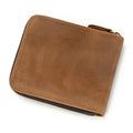 Men Crazy horse Genuine Leather Coin Wallet Real Leather Snap Short Purse Women Coin Pocket Zip Around Small Trifold Pocket